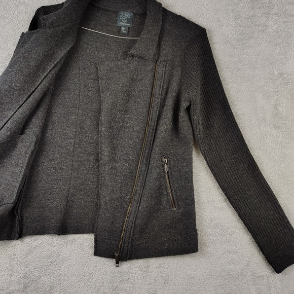 Paraphrase 100% Wool Full Zip Sweater Womens Medium Dark Gray Layer - Picture 7 of 11